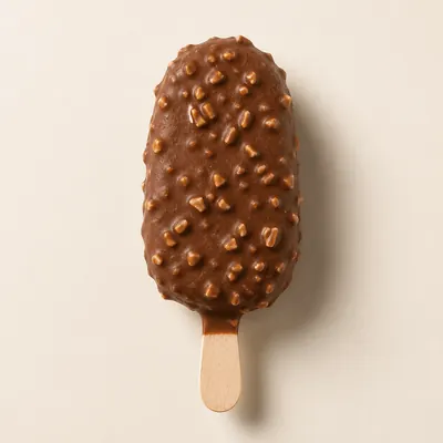 Illustration of Ice cream bar, Covered with chocolate and nuts