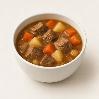 Illustration of Soup, Chunky beef, Canned