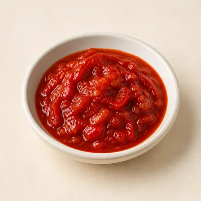 Illustration of Sauce, Peppers, Hot, Chili, Mature red, Canned