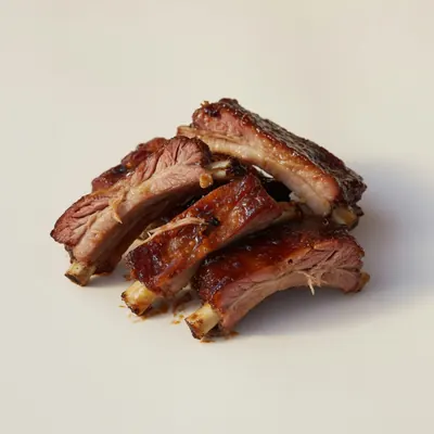 Illustration of Pork, Spareribs, Separable lean and fat, Braised