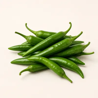Illustration of Peppers, Hot chili, Green, Raw