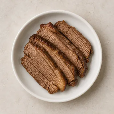 Illustration of Beef, Brisket, Whole, Separable lean and fat, braised
