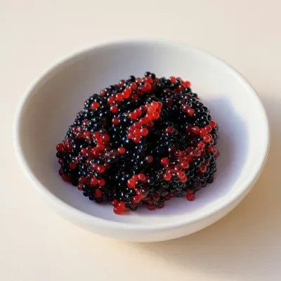 Illustration of Caviar, Black and red, Granular