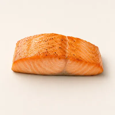 Illustration of Salmon, Atlantic, Farmed, Cooked, Dry heat
