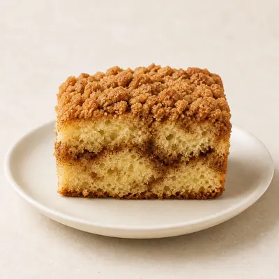Illustration of Coffeecake, Cinnamon with crumb topping, Dry mix, Prepared