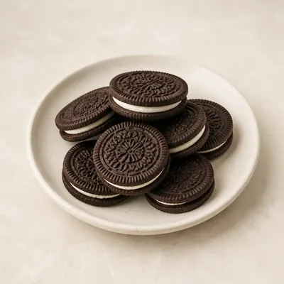 Illustration of Cookies, Chocolate sandwich, With creme filling, Regular