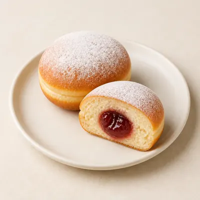 Illustration of Doughnuts, Yeast-leavened, With jelly filling