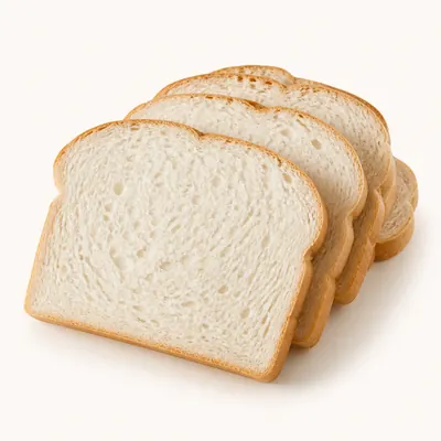 Illustration of Bread, Gluten-free, White, Made with rice flour, Corn starch, And/or tapioca
