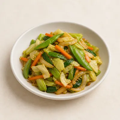 Illustration of Chinese, Vegetable chow mein, Without meat or noodles